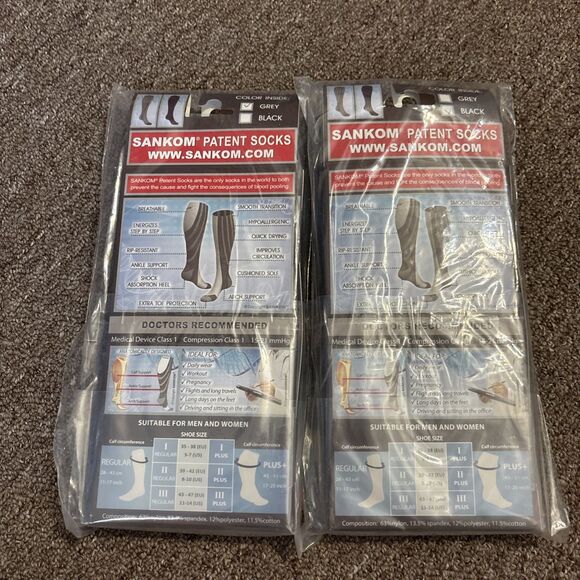 1 Grey, 1 Blk Sankom Patent Socks Improves Blood Circulation Switzerland Plus I - Picture 3 of 7